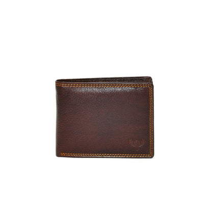 Premium Deep Brown Genuine Leather Wallet for Men – Slim Bifold with Card Slots, ID Window & Coin Pocket