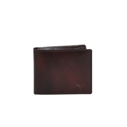 Premium Deep Brown Genuine Leather Wallet for Men – Slim Bifold with Card Slots, ID Window & Coin Pocket